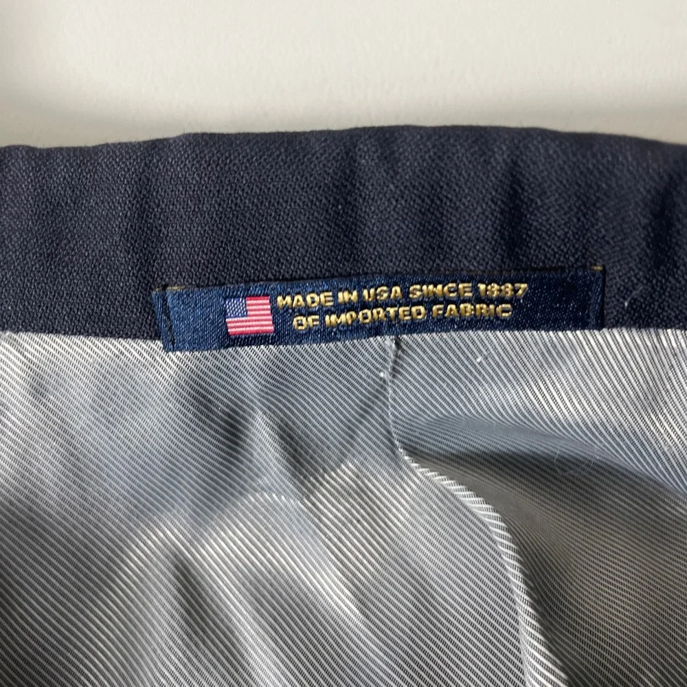 Hart Schaffner Marx Sport Coat 42R Classic Wool Navy Gold Trumpeter Blazer